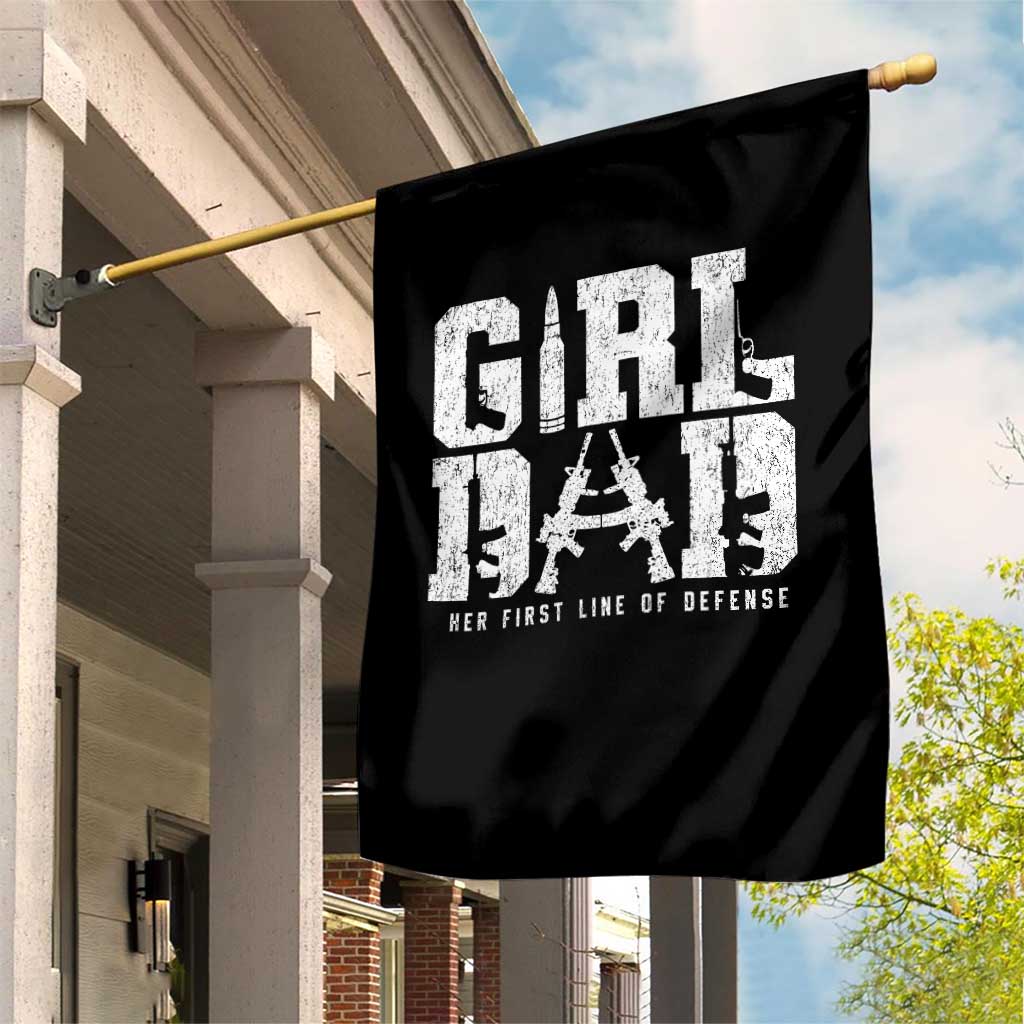 Girl Dad Garden Flag Vintage Her First Line Of Defense Gun Lovers Fathers Day