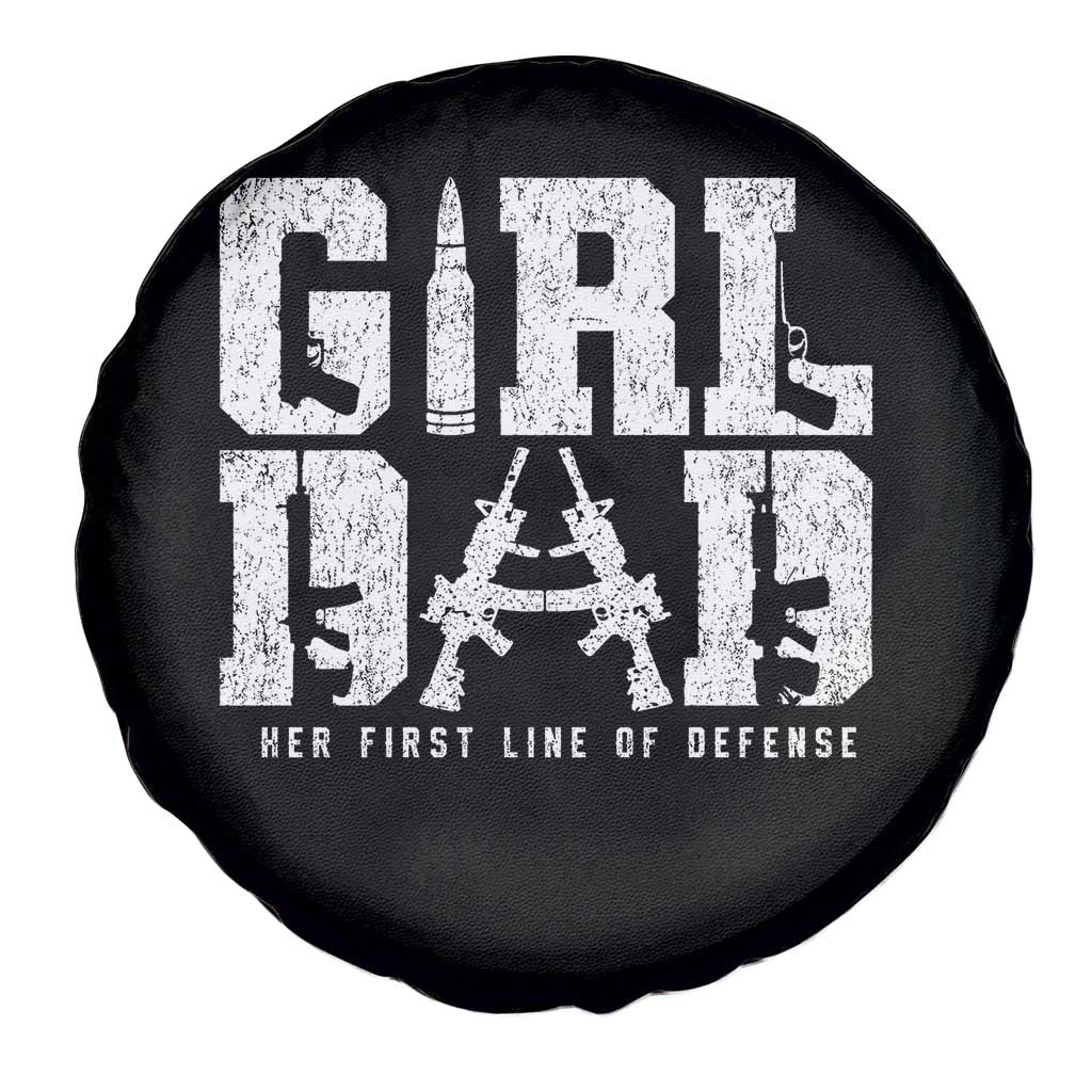 Girl Dad Spare Tire Cover Vintage Her First Line Of Defense Gun Lovers Fathers Day