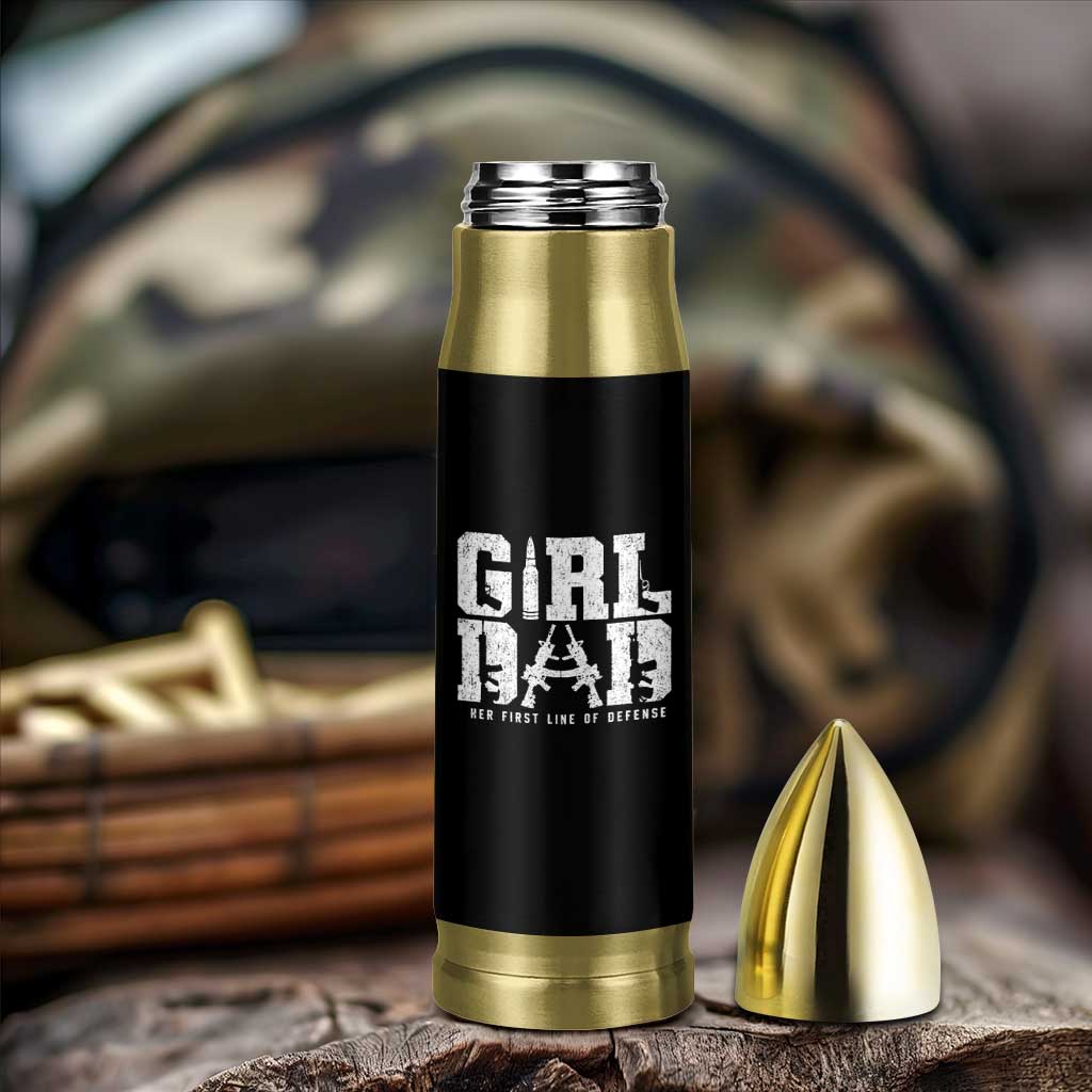 Girl Dad Bullet Tumbler Vintage Her First Line Of Defense Gun Lovers Fathers Day