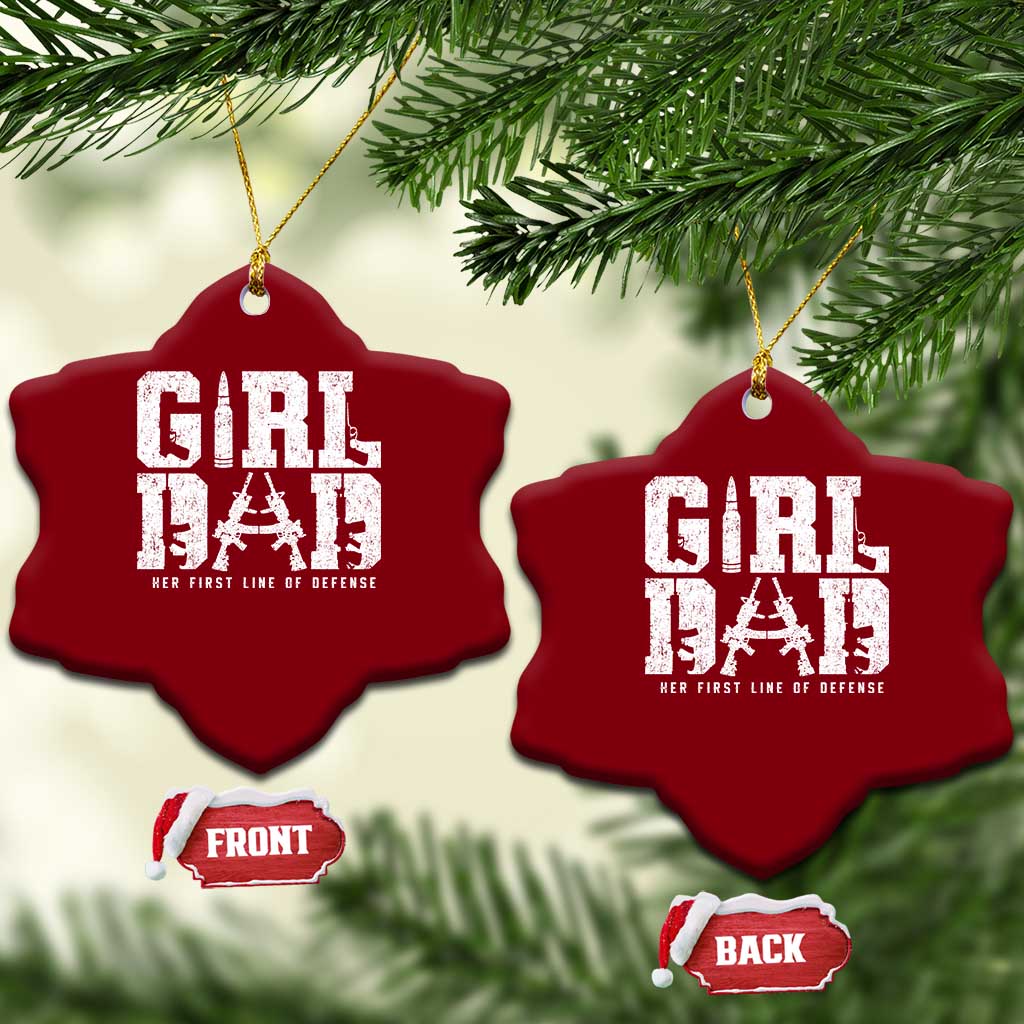Girl Dad Ceramic Ornament Vintage Her First Line Of Defense Gun Lovers Fathers Day