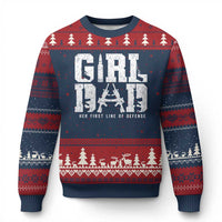 Girl Dad Ugly Christmas Sweater Vintage Her First Line Of Defense Gun Lovers Fathers Day