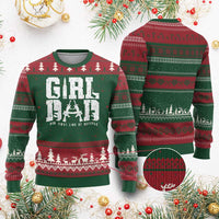 Girl Dad Ugly Christmas Sweater Vintage Her First Line Of Defense Gun Lovers Fathers Day