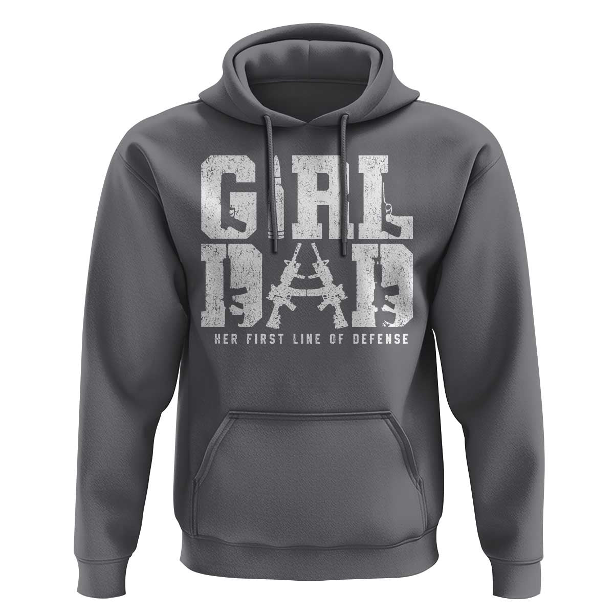 Girl Dad Hoodie Vintage Her First Line Of Defense Gun Lovers Fathers Day