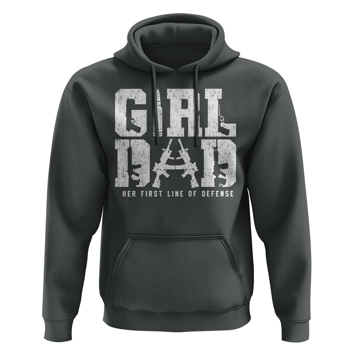 Girl Dad Hoodie Vintage Her First Line Of Defense Gun Lovers Fathers Day