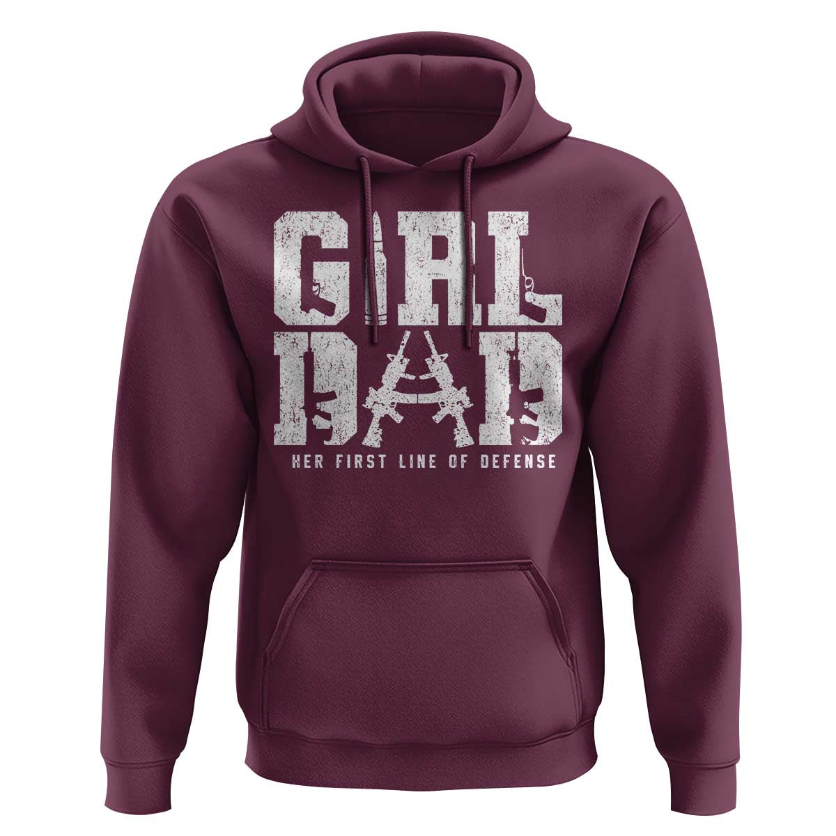 Girl Dad Hoodie Vintage Her First Line Of Defense Gun Lovers Fathers Day