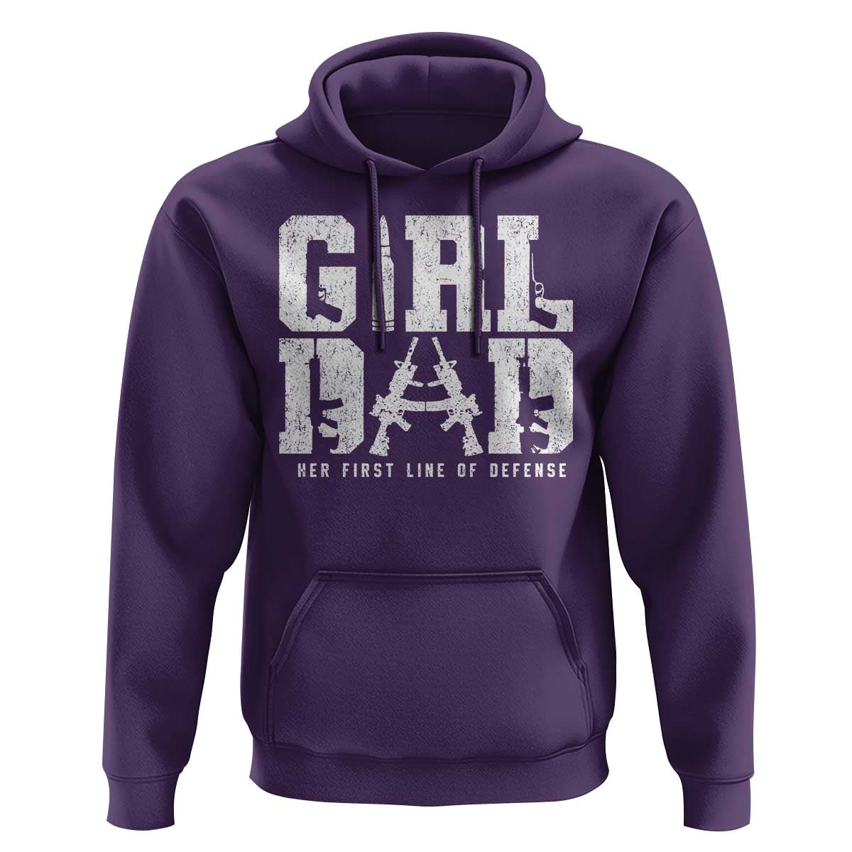 Girl Dad Hoodie Vintage Her First Line Of Defense Gun Lovers Fathers Day
