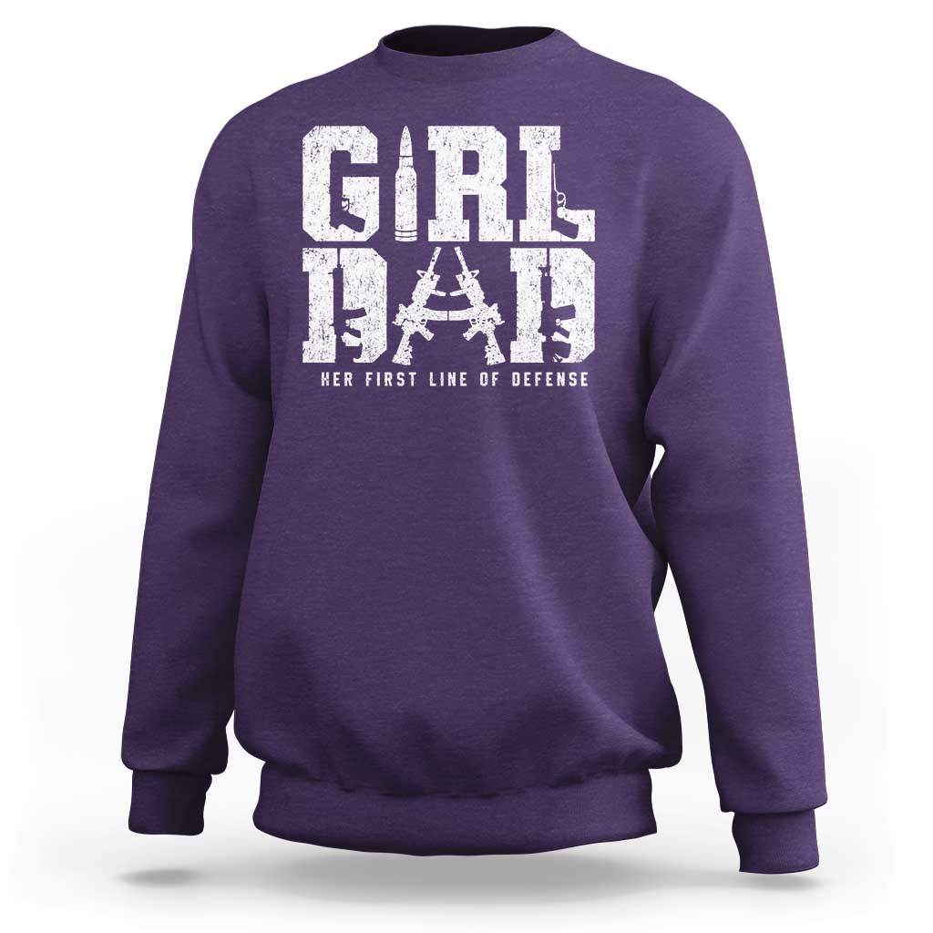 Girl Dad Sweatshirt Vintage Her First Line Of Defense Gun Lovers Fathers Day