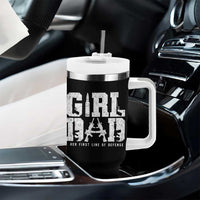 Girl Dad Tumbler With Handle Vintage Her First Line Of Defense Gun Lovers Fathers Day