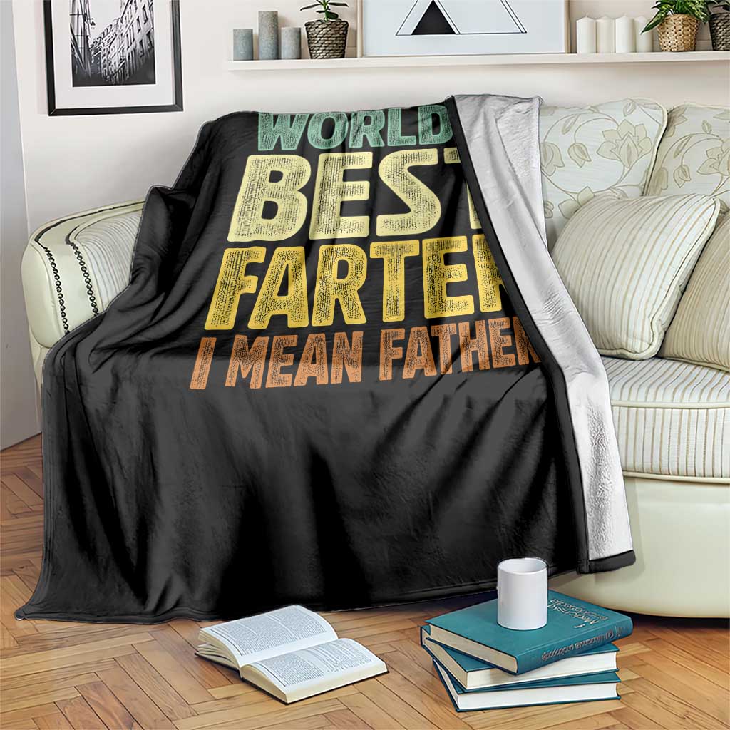 Retro World's Best Farter I Mean Father Throw Blanket Gag Gift Birthday Husband Dad Fathers Day