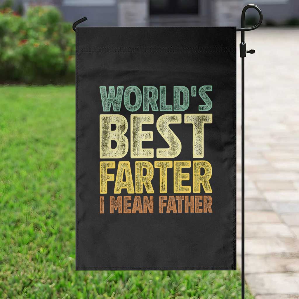 Retro World's Best Farter I Mean Father Garden Flag Gag Gift Birthday Husband Dad Fathers Day