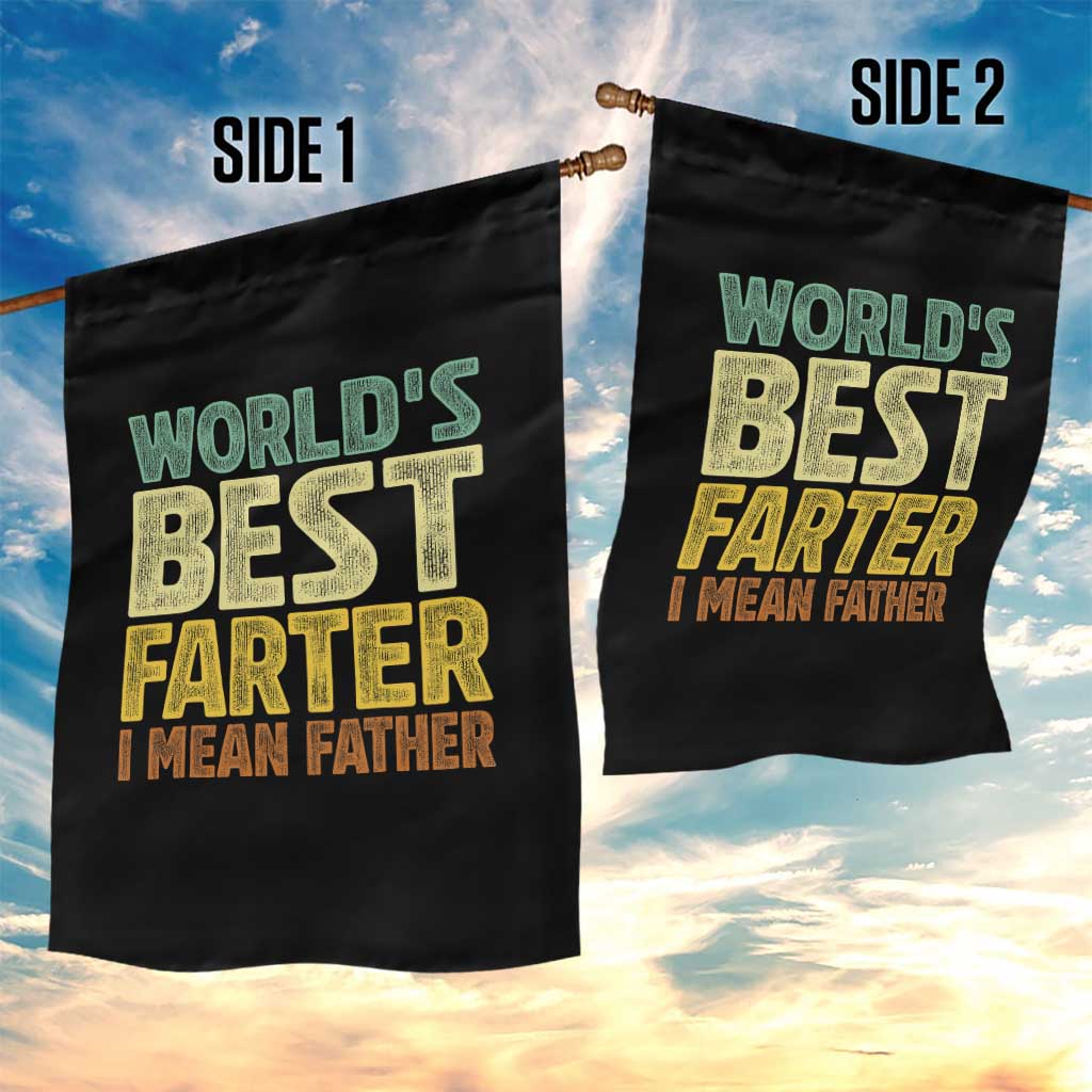Retro World's Best Farter I Mean Father Garden Flag Gag Gift Birthday Husband Dad Fathers Day
