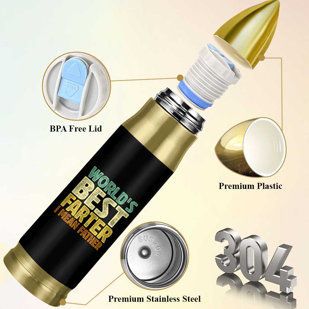Retro World's Best Farter I Mean Father Bullet Tumbler Gag Gift Birthday Husband Dad Fathers Day