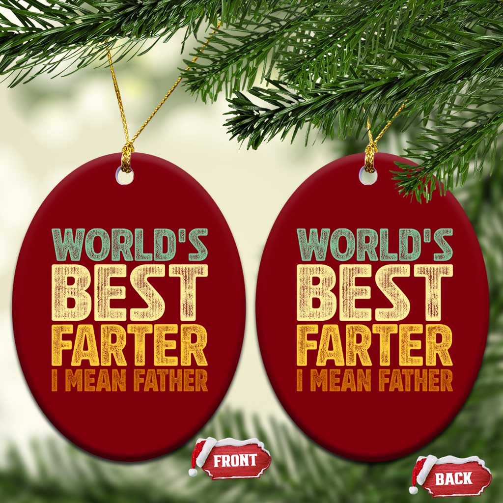 Retro World's Best Farter I Mean Father Ceramic Ornament Gag Gift Birthday Husband Dad Fathers Day