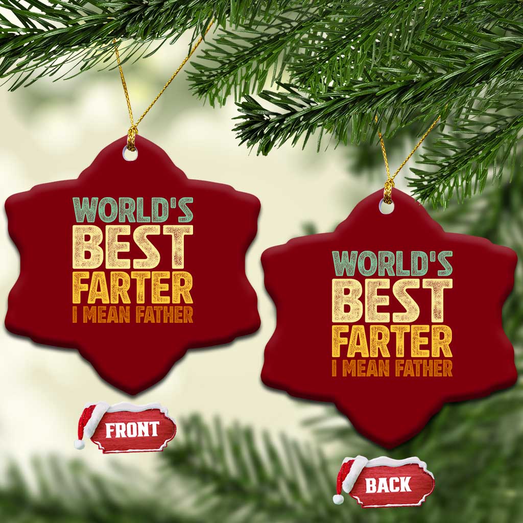 Retro World's Best Farter I Mean Father Ceramic Ornament Gag Gift Birthday Husband Dad Fathers Day