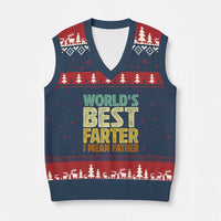 Retro World's Best Farter I Mean Father V-Neck Knit Sweater Vest Gag Gift Birthday Husband Dad Fathers Day