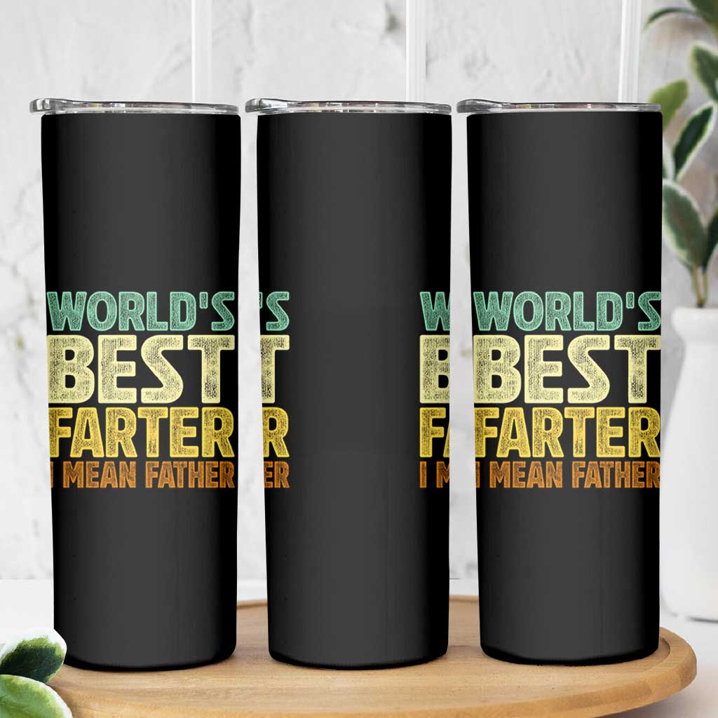 Retro World's Best Farter I Mean Father Skinny Tumbler Gag Gift Birthday Husband Dad Fathers Day