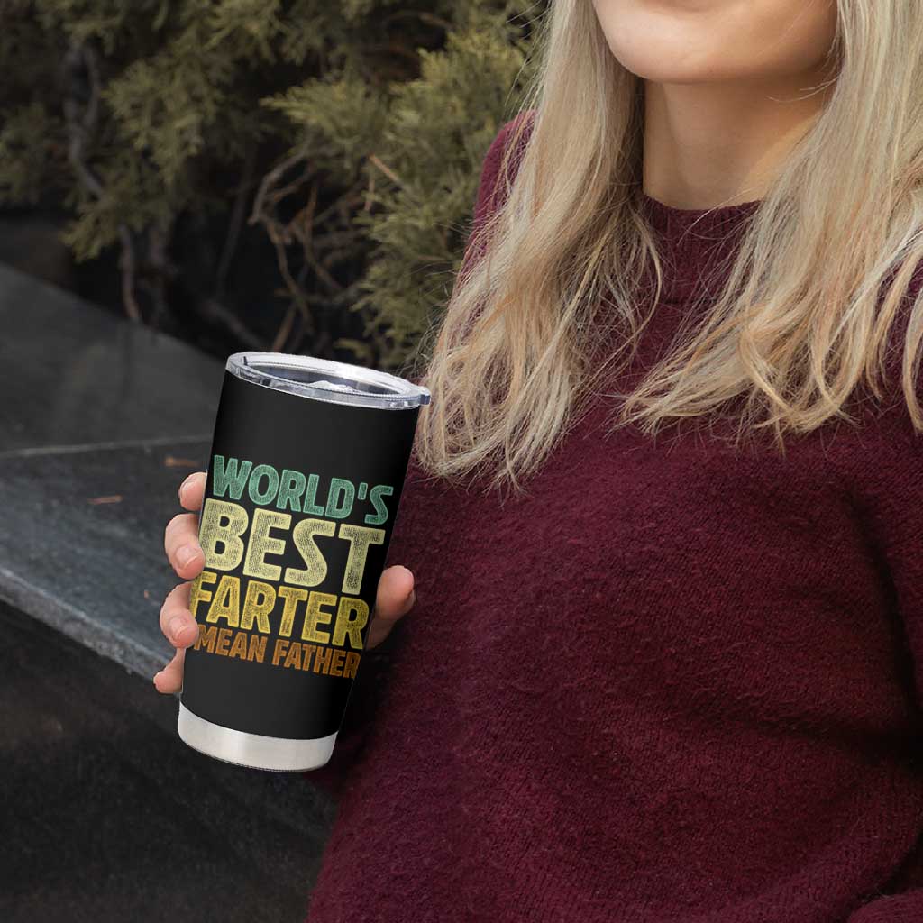 Retro World's Best Farter I Mean Father Tumbler Cup Gag Gift Birthday Husband Dad Fathers Day