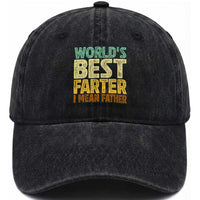 Retro World's Best Farter I Mean Father Washed Cotton Baseball Cap Gag Gift Birthday Husband Dad Fathers Day