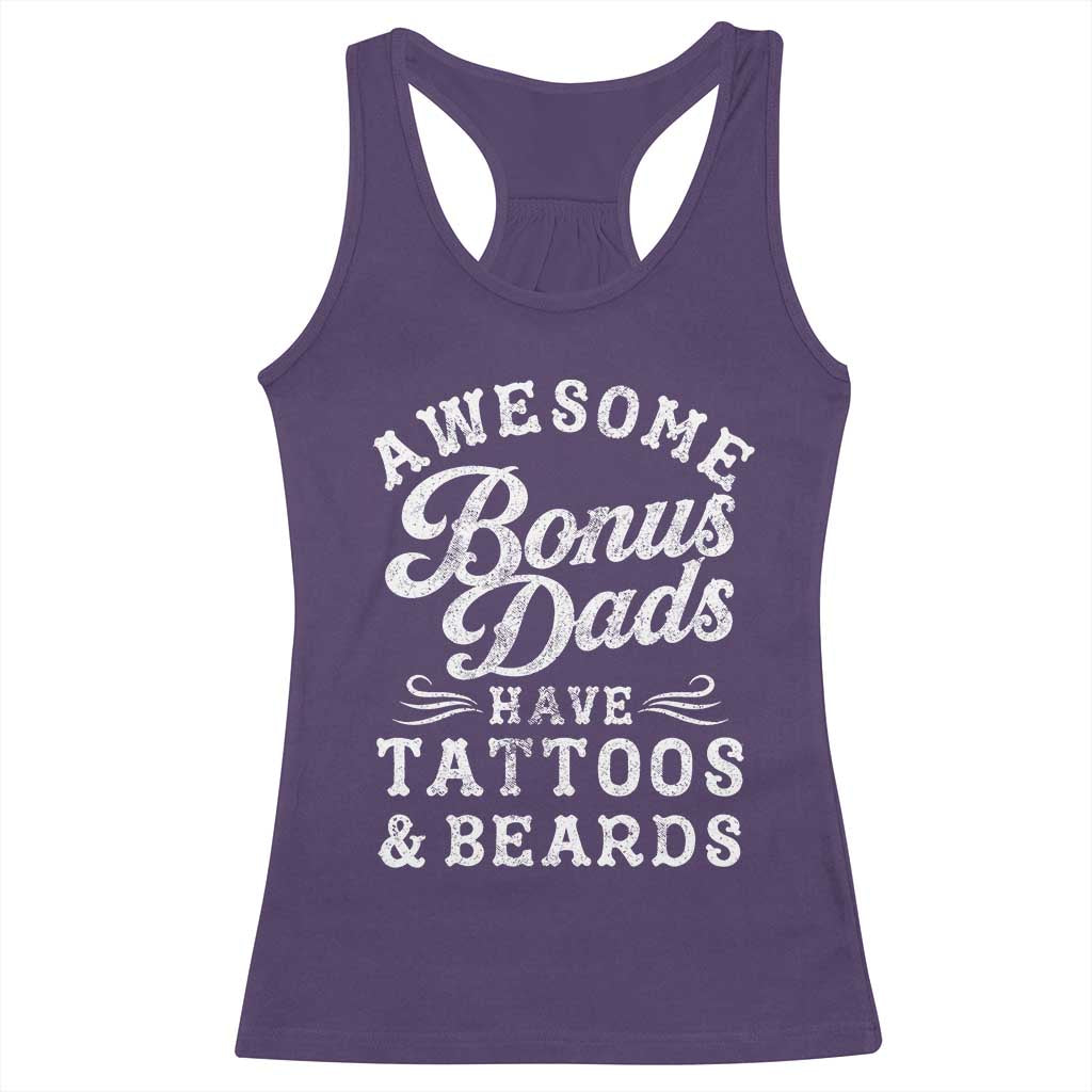 Funny Stepdad Racerback Tank Top Awesome Bonus Dads Have Tattoos And Beards