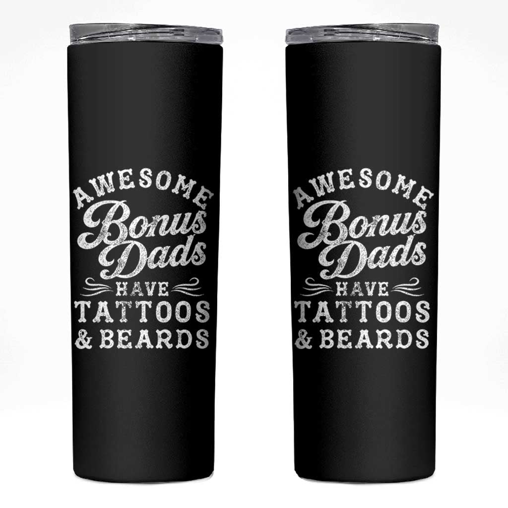 Funny Stepdad Skinny Tumbler Awesome Bonus Dads Have Tattoos And Beards