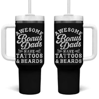 Funny Stepdad Tumbler With Handle Awesome Bonus Dads Have Tattoos And Beards