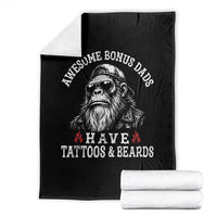 Funny Bigfoot Stepdad Throw Blanket Awesome Bonus Dads Have Tattoos And Beards
