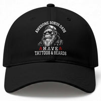 Funny Bigfoot Stepdad Baseball Cap Awesome Bonus Dads Have Tattoos And Beards