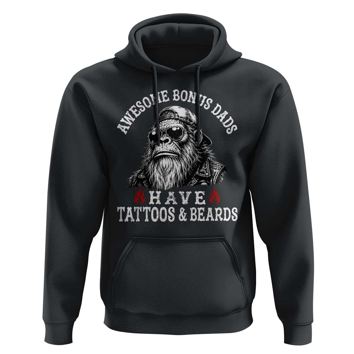Funny Bigfoot Stepdad Hoodie Awesome Bonus Dads Have Tattoos And Beards