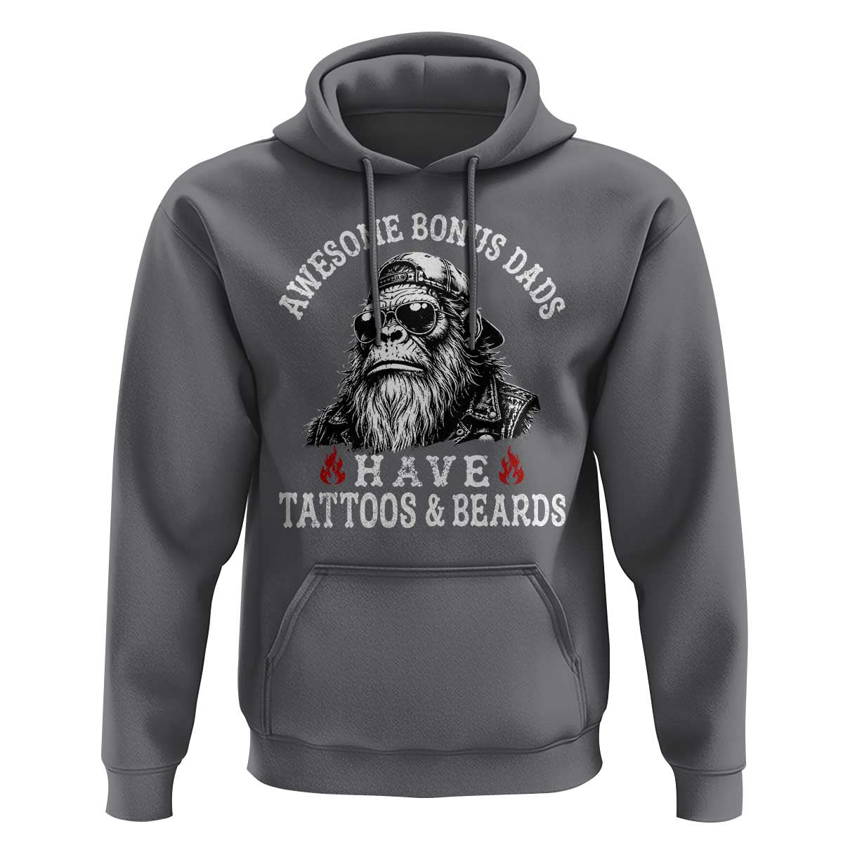 Funny Bigfoot Stepdad Hoodie Awesome Bonus Dads Have Tattoos And Beards
