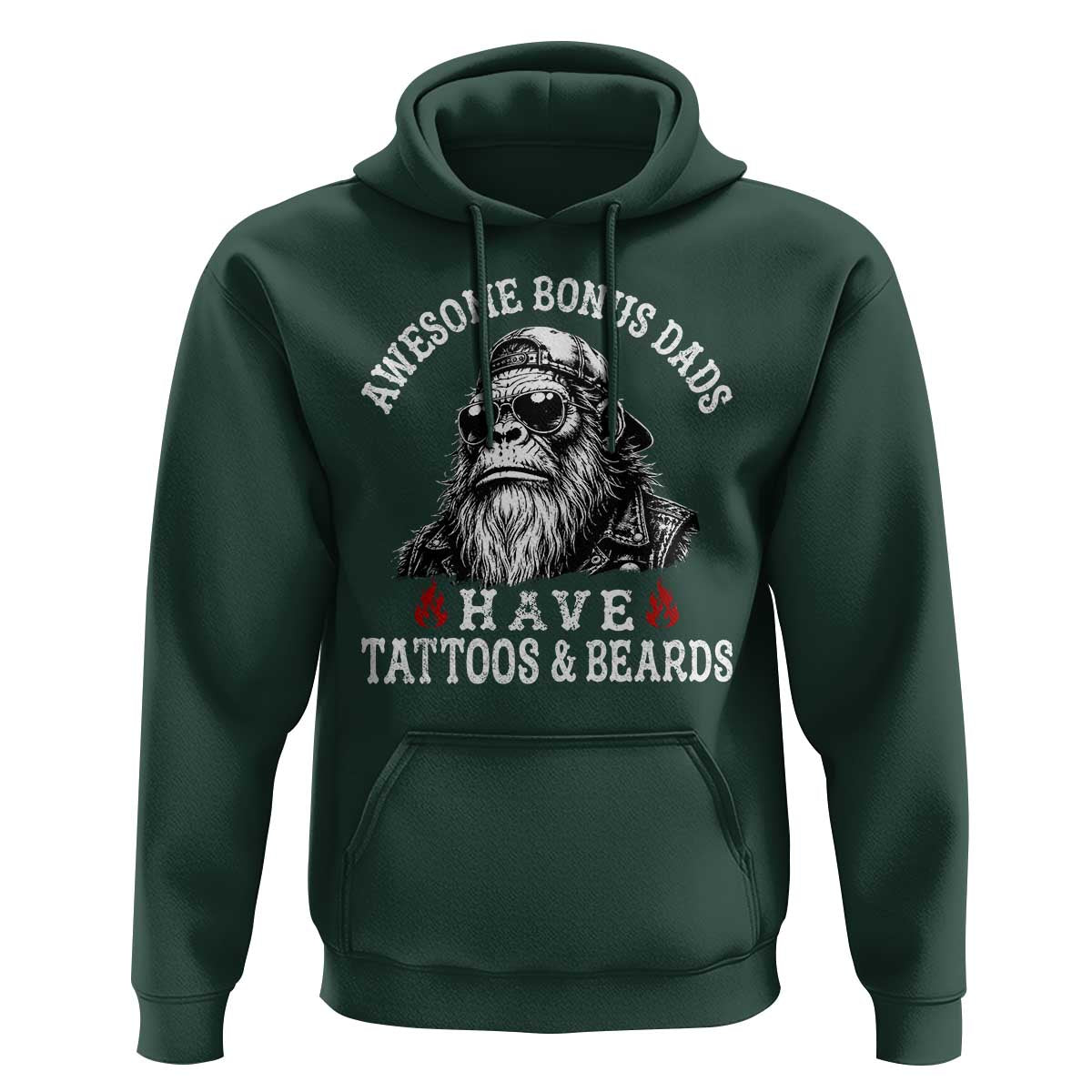 Funny Bigfoot Stepdad Hoodie Awesome Bonus Dads Have Tattoos And Beards