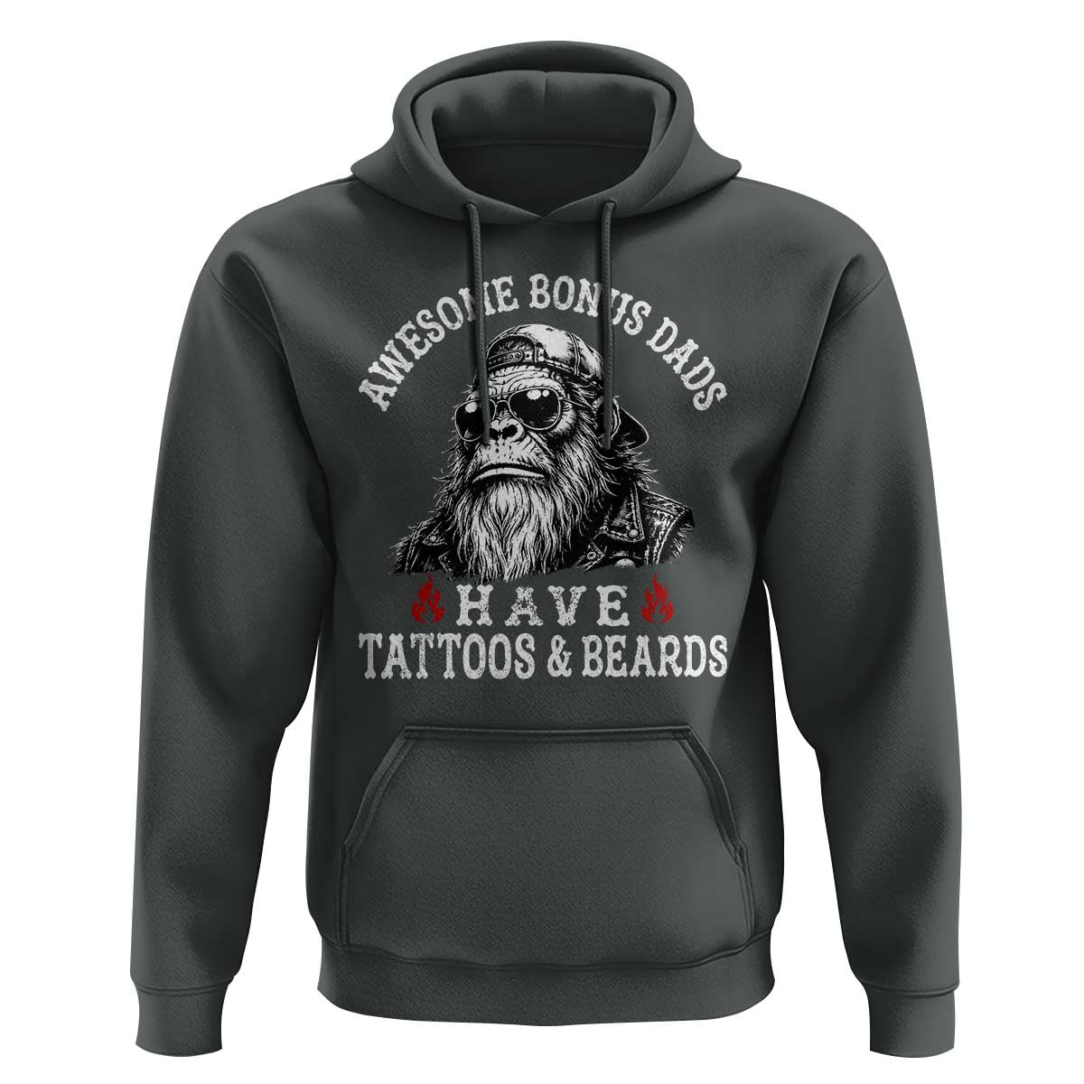 Funny Bigfoot Stepdad Hoodie Awesome Bonus Dads Have Tattoos And Beards
