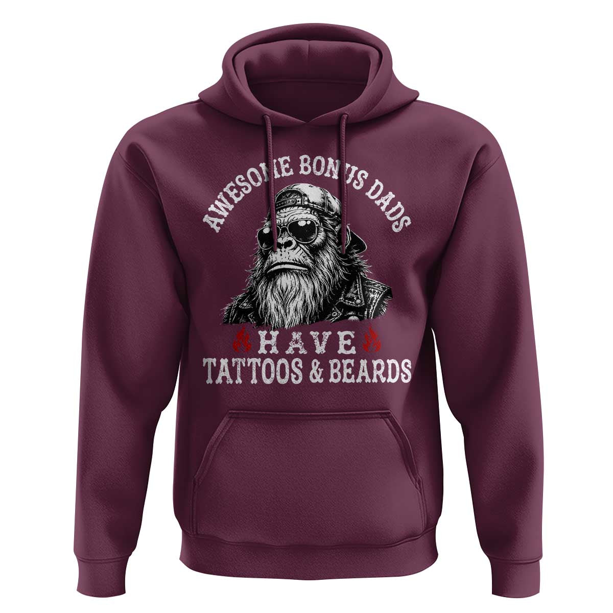 Funny Bigfoot Stepdad Hoodie Awesome Bonus Dads Have Tattoos And Beards