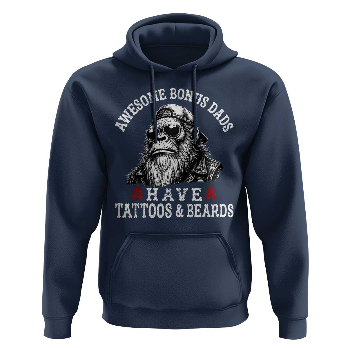 Funny Bigfoot Stepdad Hoodie Awesome Bonus Dads Have Tattoos And Beards