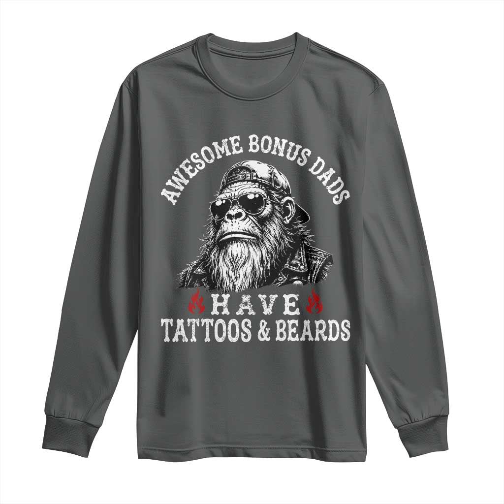 Funny Bigfoot Stepdad Long Sleeve Shirt Awesome Bonus Dads Have Tattoos And Beards