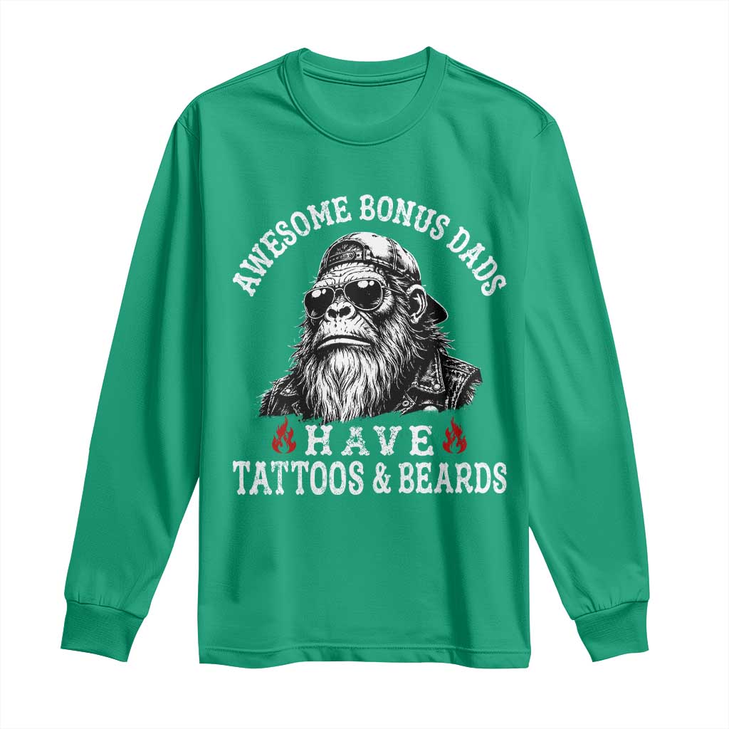 Funny Bigfoot Stepdad Long Sleeve Shirt Awesome Bonus Dads Have Tattoos And Beards