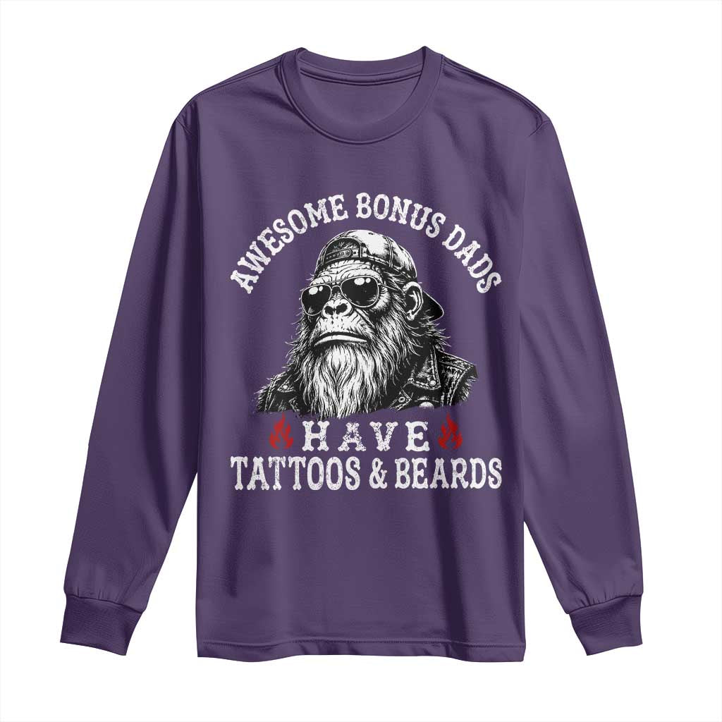 Funny Bigfoot Stepdad Long Sleeve Shirt Awesome Bonus Dads Have Tattoos And Beards