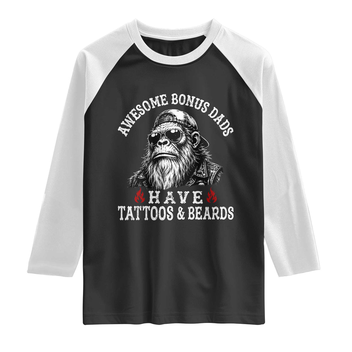 Funny Bigfoot Stepdad Raglan Shirt Awesome Bonus Dads Have Tattoos And Beards
