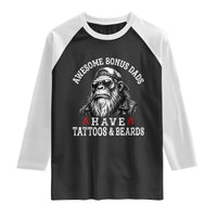 Funny Bigfoot Stepdad Raglan Shirt Awesome Bonus Dads Have Tattoos And Beards