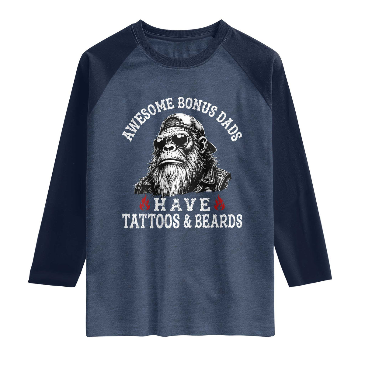 Funny Bigfoot Stepdad Raglan Shirt Awesome Bonus Dads Have Tattoos And Beards
