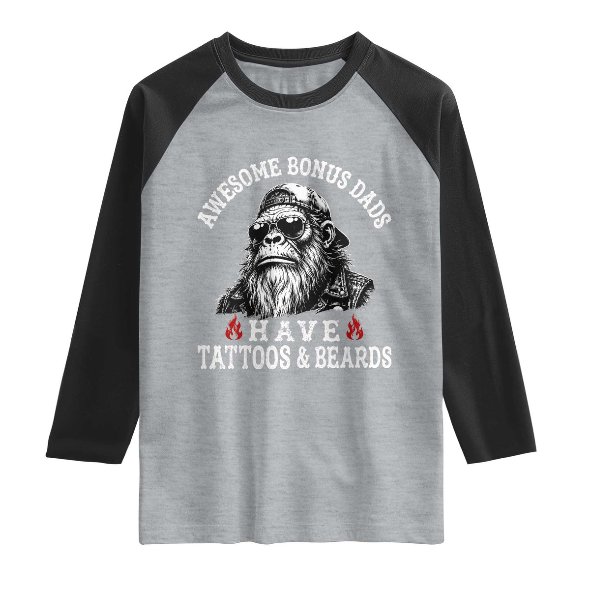 Funny Bigfoot Stepdad Raglan Shirt Awesome Bonus Dads Have Tattoos And Beards