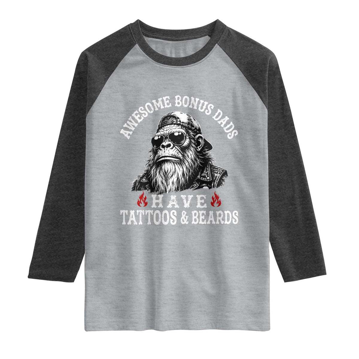 Funny Bigfoot Stepdad Raglan Shirt Awesome Bonus Dads Have Tattoos And Beards