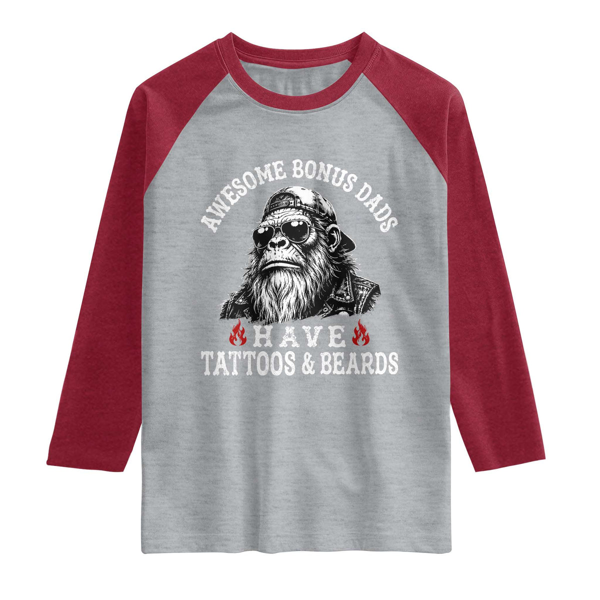 Funny Bigfoot Stepdad Raglan Shirt Awesome Bonus Dads Have Tattoos And Beards