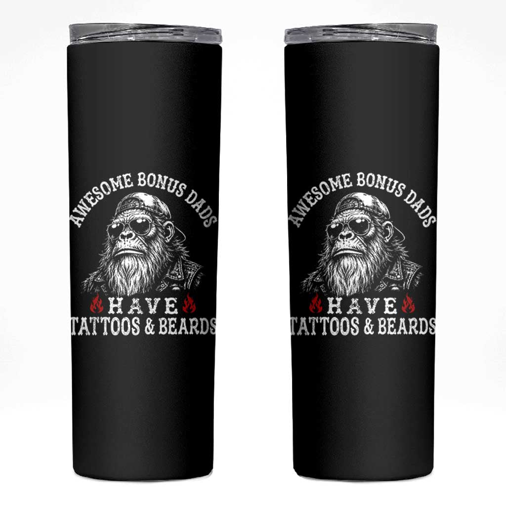 Funny Bigfoot Stepdad Skinny Tumbler Awesome Bonus Dads Have Tattoos And Beards