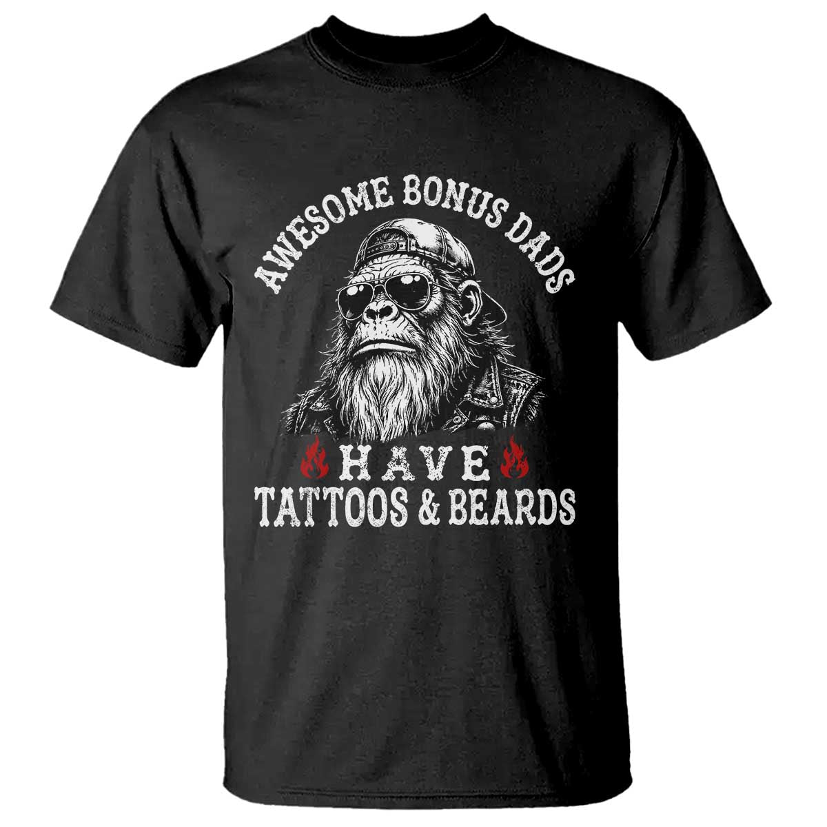 Funny Bigfoot Stepdad T Shirt Awesome Bonus Dads Have Tattoos And Beards