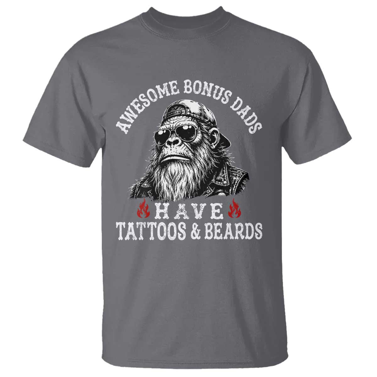Funny Bigfoot Stepdad T Shirt Awesome Bonus Dads Have Tattoos And Beards