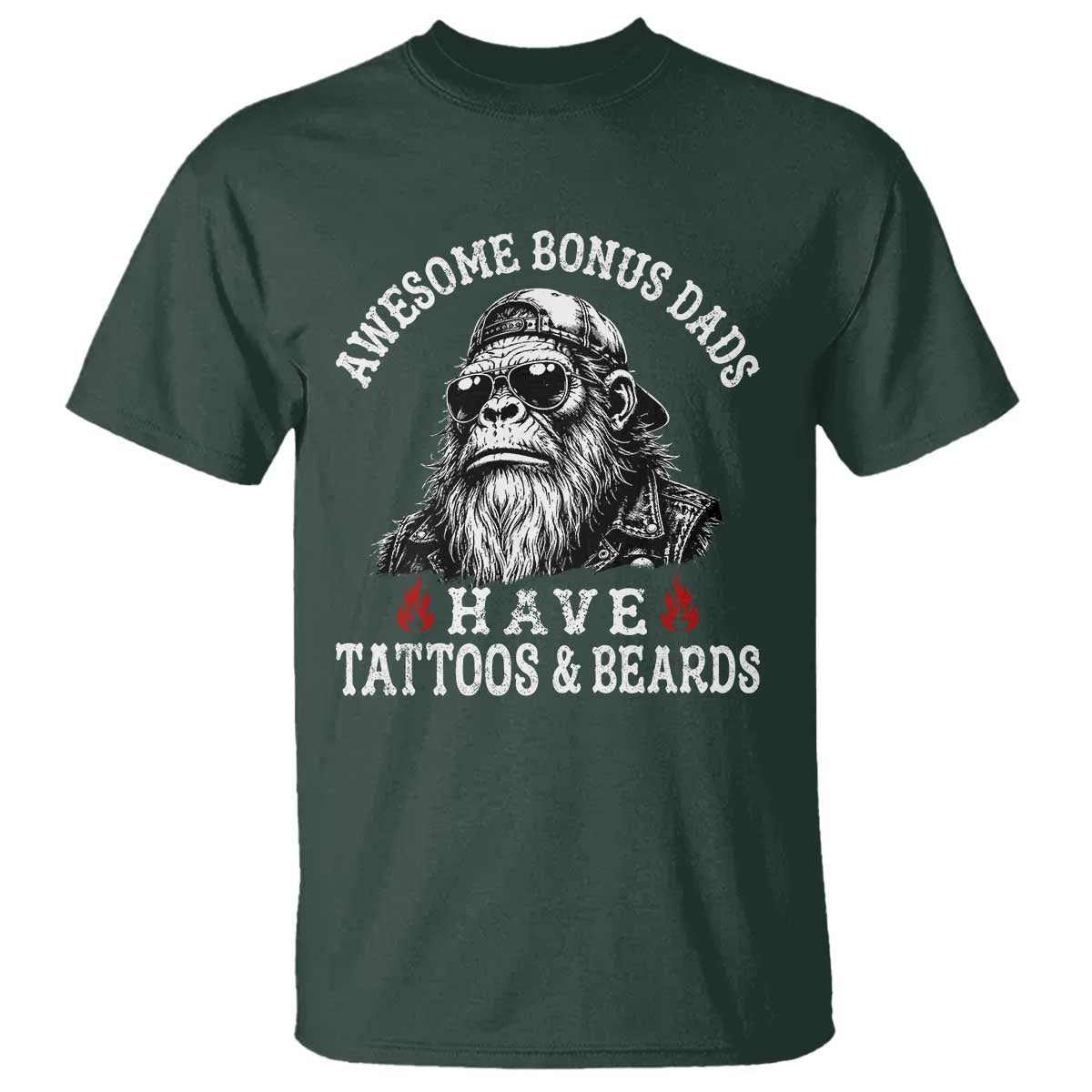 Funny Bigfoot Stepdad T Shirt Awesome Bonus Dads Have Tattoos And Beards