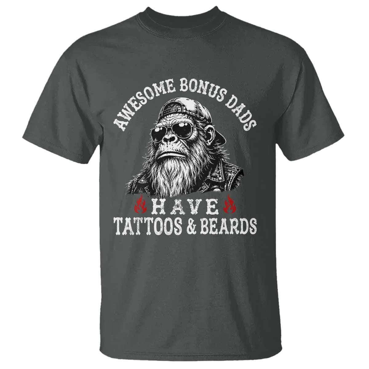 Funny Bigfoot Stepdad T Shirt Awesome Bonus Dads Have Tattoos And Beards