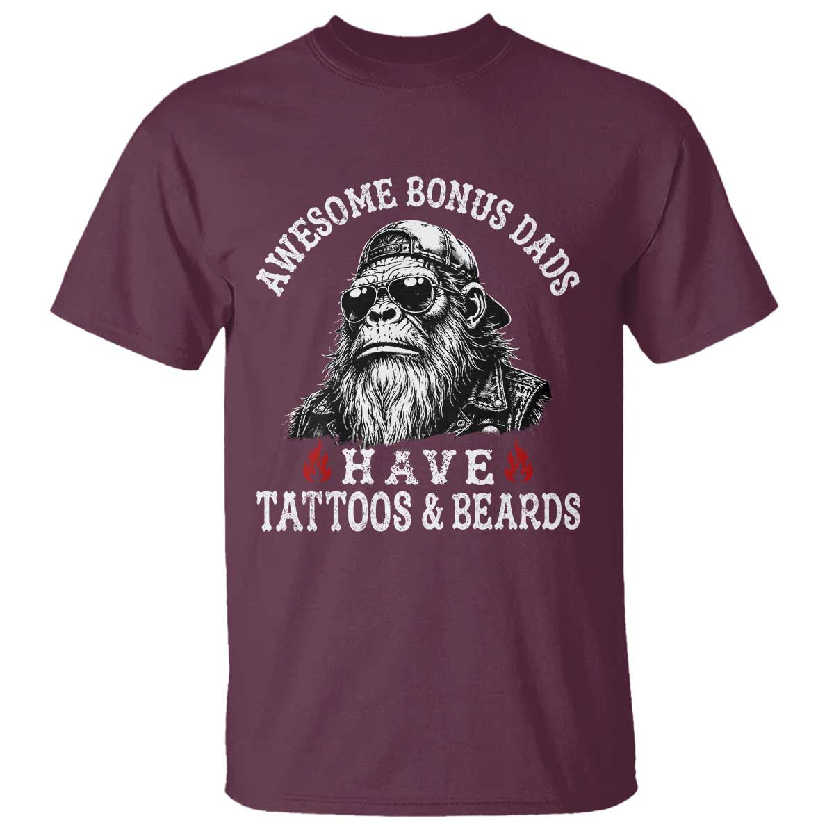 Funny Bigfoot Stepdad T Shirt Awesome Bonus Dads Have Tattoos And Beards
