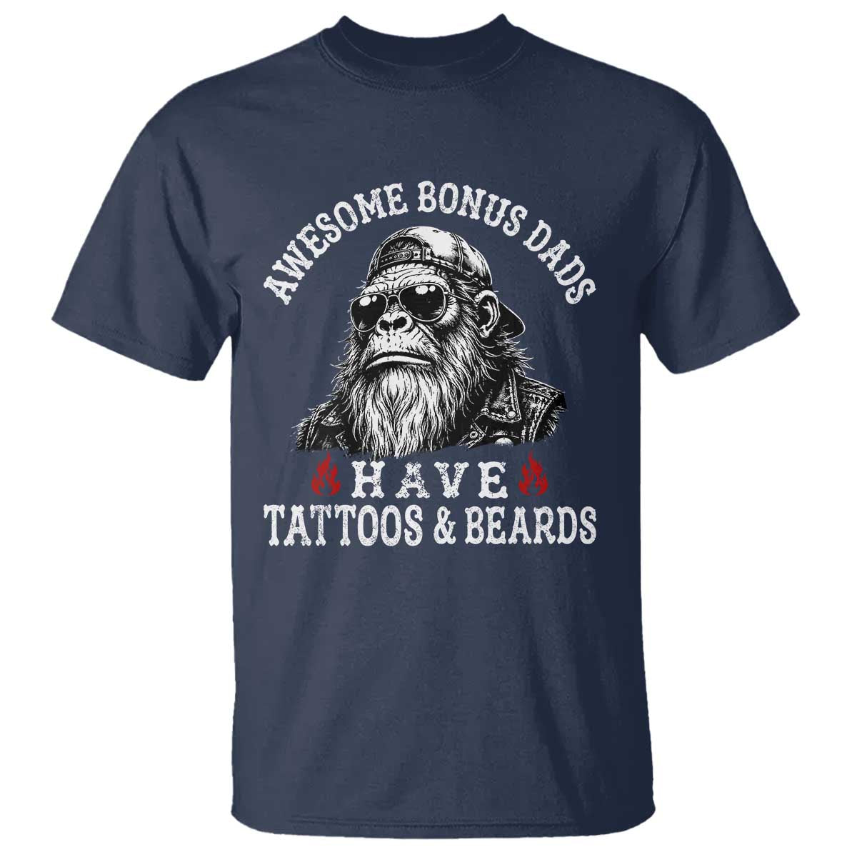 Funny Bigfoot Stepdad T Shirt Awesome Bonus Dads Have Tattoos And Beards