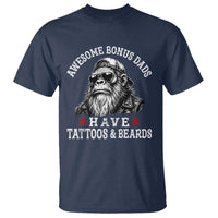 Funny Bigfoot Stepdad T Shirt Awesome Bonus Dads Have Tattoos And Beards
